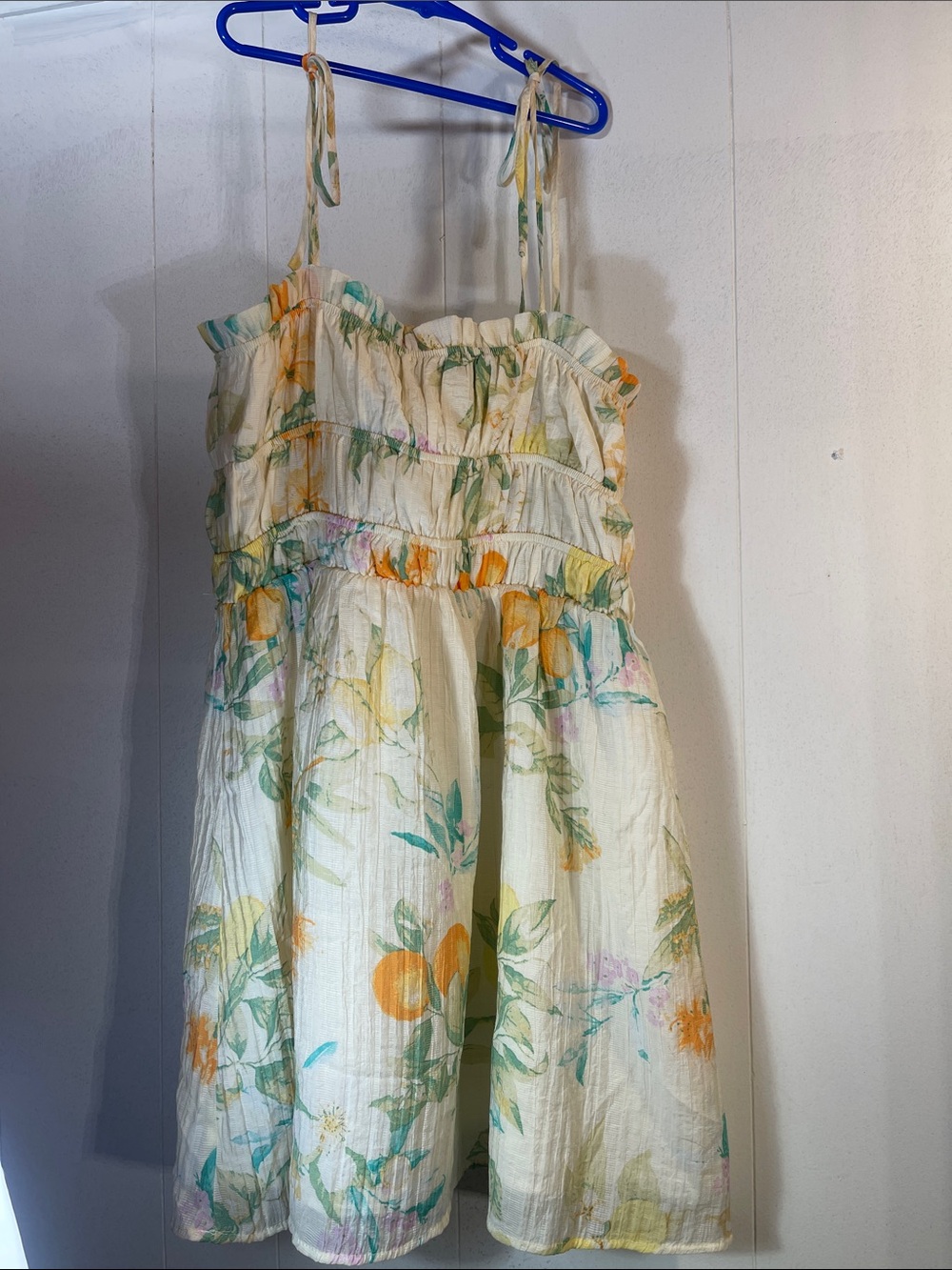 Forever 21 Cream Floral Mini Dress with Orange & Green Accents